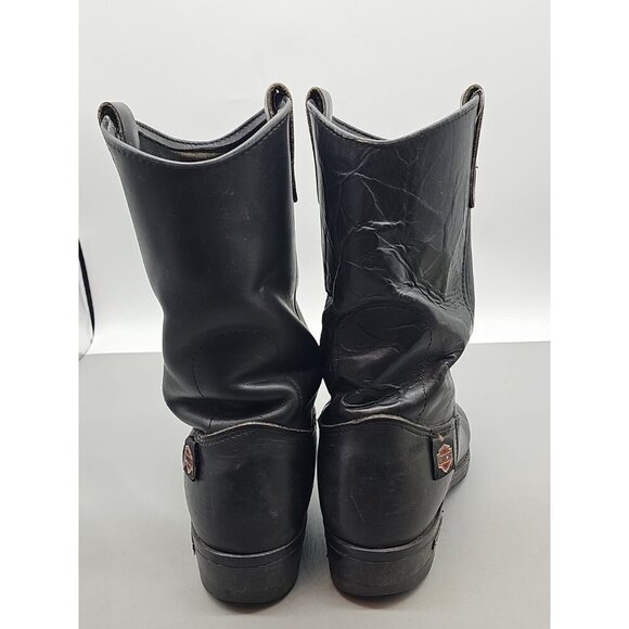 Harley Davidson Eagle Black‎ Leather Cowboy Boots Mens Made in USA Vintage 9 W main image 7